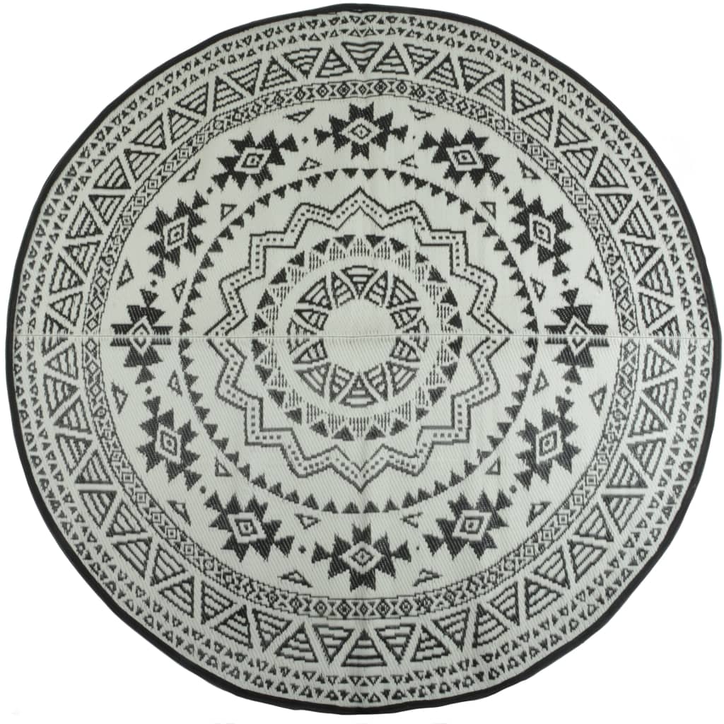 Esschert Design Buitenkleed 180 cm zwart en wit OC18