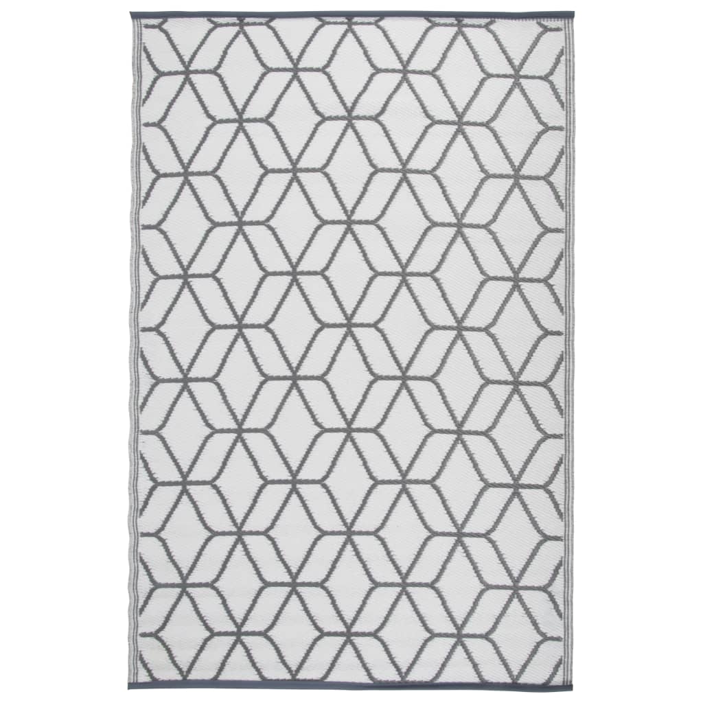 Esschert Design Buitenkleed 180x121 cm grijs en wit OC25