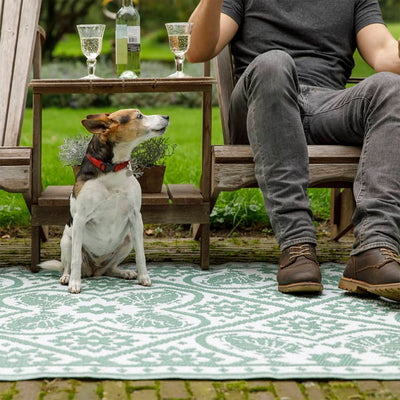 Esschert Design Buitenkleed 182x122 cm groen en wit