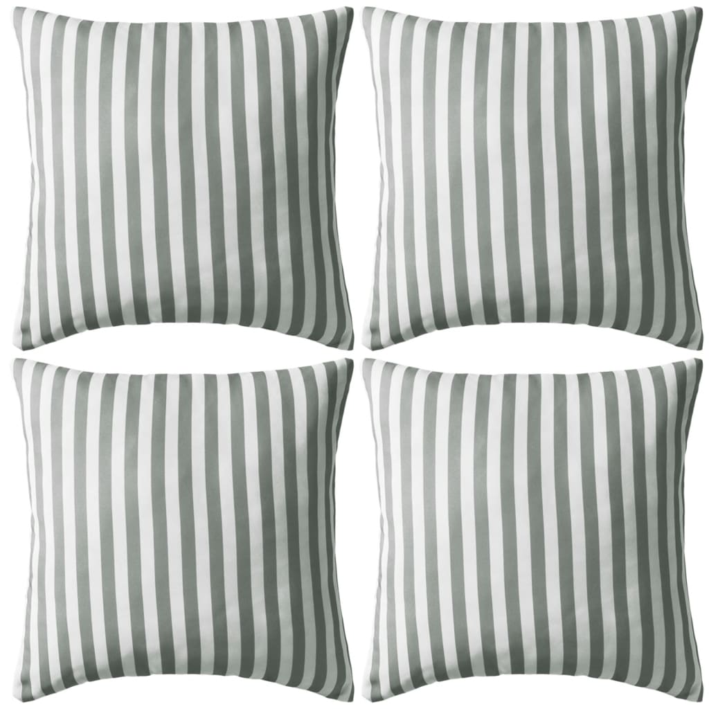 Buitenkussens 45x45 cm gestreept grijs 4 st