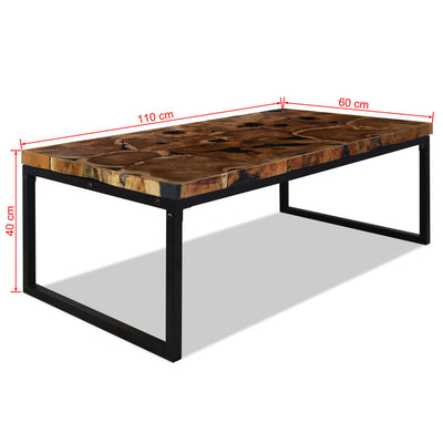 Salontafel 110x60x40 cm teakhout en hars