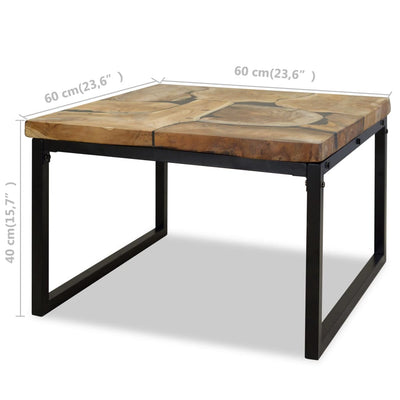 Salontafel 60x60x40 cm teakhout en hars