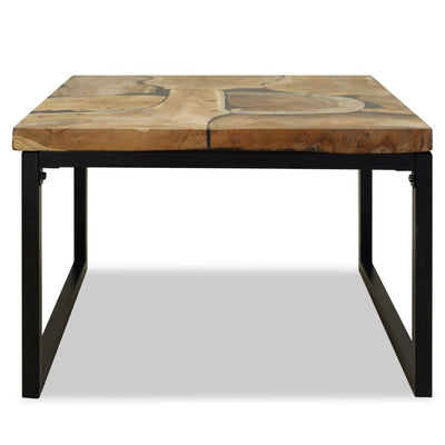 Salontafel 60x60x40 cm teakhout en hars