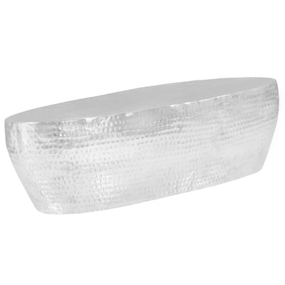 salontafel 100x50x28 cm gehamerd aluminium zilver