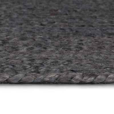 Vloerkleed handgemaakt rond 90 cm jute donkergrijs