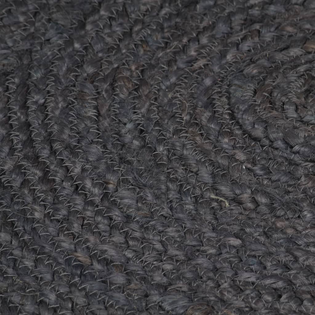 Vloerkleed handgemaakt rond 90 cm jute donkergrijs