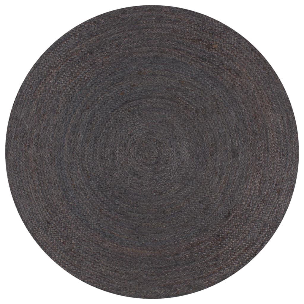 Vloerkleed handgemaakt rond 150 cm jute donkergrijs