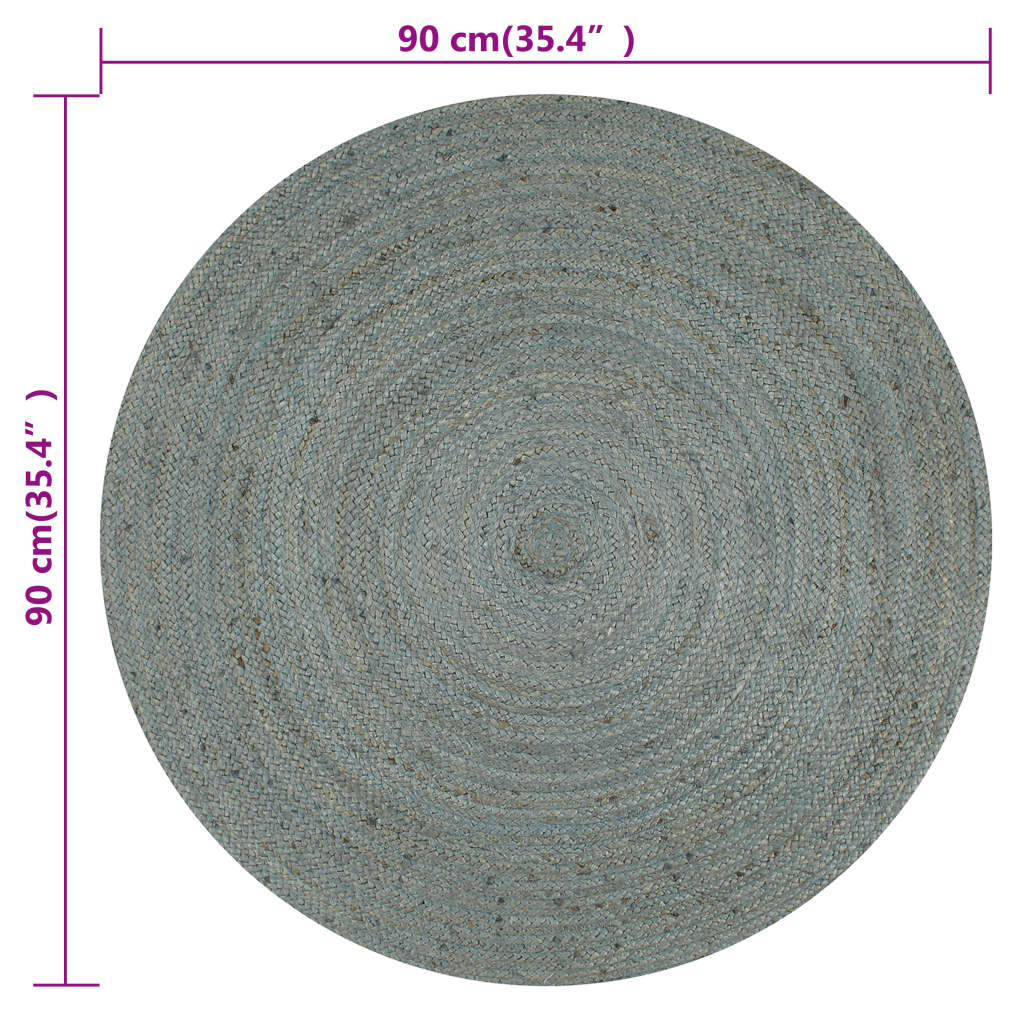 Vloerkleed handgemaakt rond 90 cm jute olijfgroen