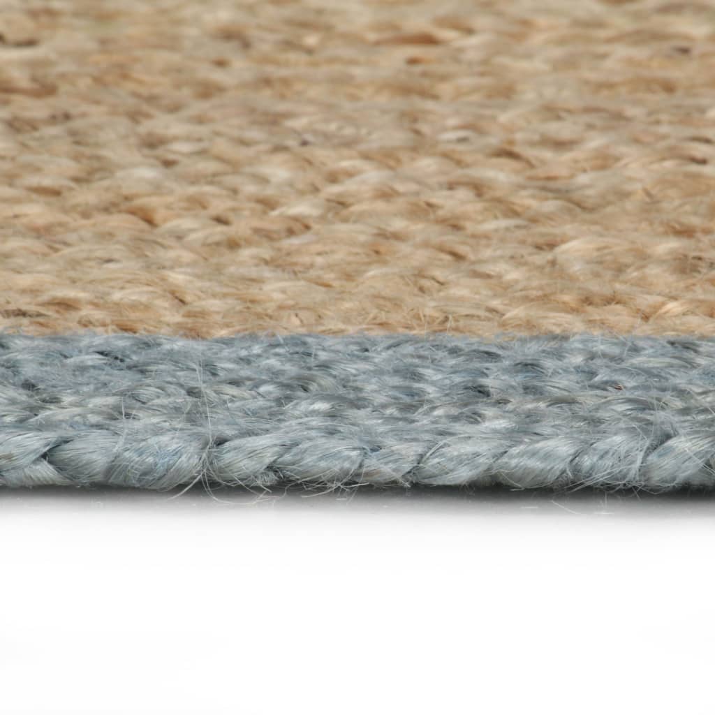 Vloerkleed handgemaakt met olijfgroene rand 90 cm jute