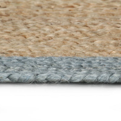 Vloerkleed handgemaakt met olijfgroene rand 90 cm jute