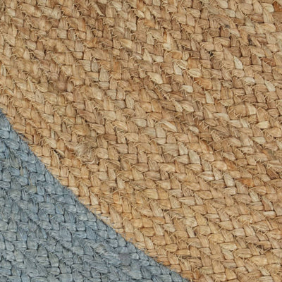Vloerkleed handgemaakt met olijfgroene rand 90 cm jute