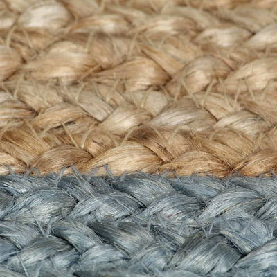 Vloerkleed handgemaakt met olijfgroene rand 90 cm jute