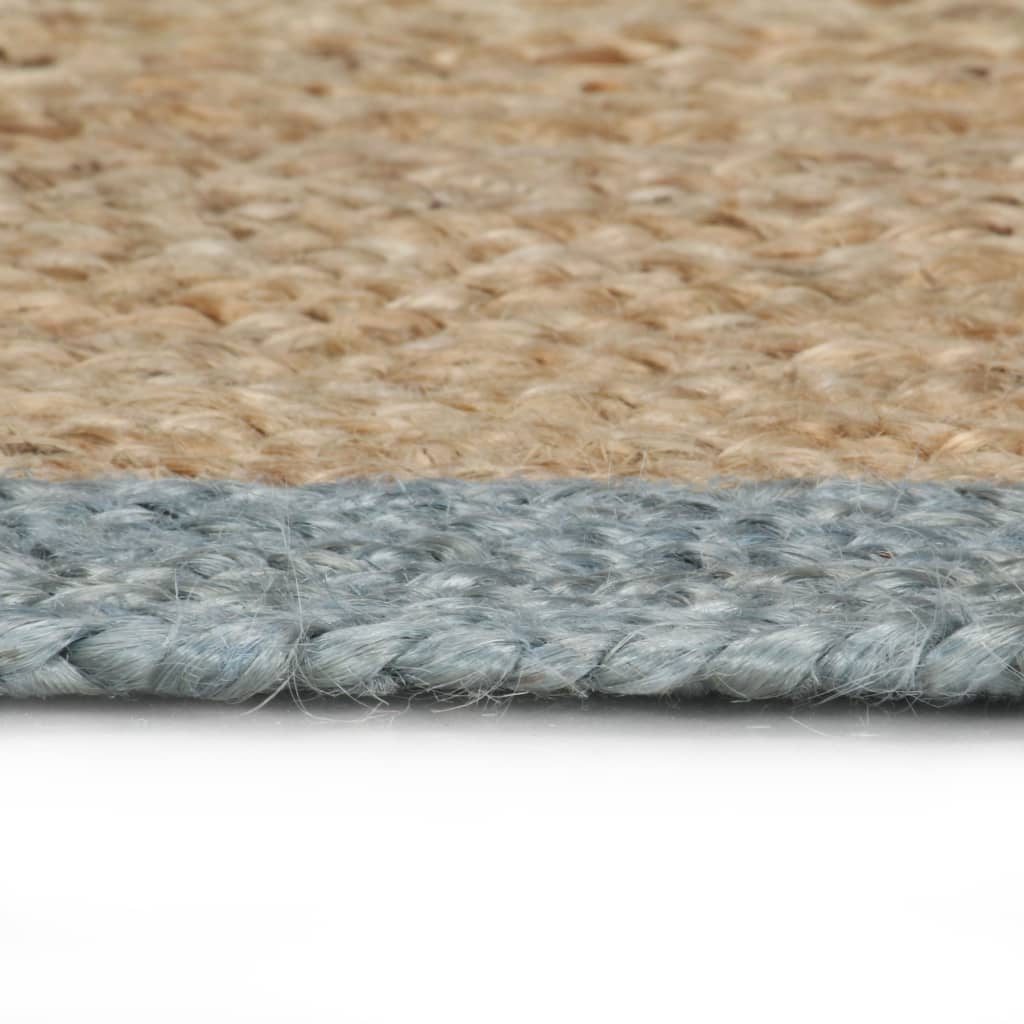 Vloerkleed handgemaakt met olijfgroene rand 120 cm jute