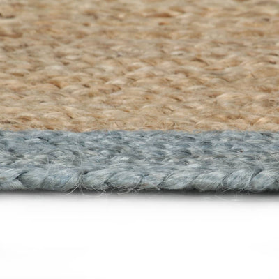 Vloerkleed handgemaakt met olijfgroene rand 120 cm jute