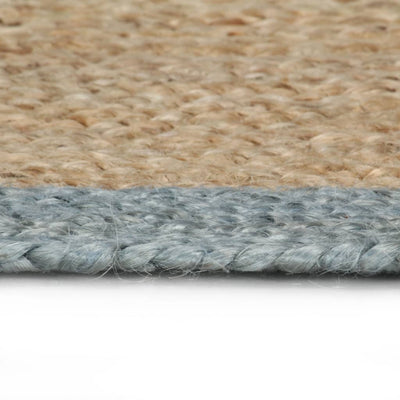 Vloerkleed handgemaakt met olijfgroene rand 150 cm jute