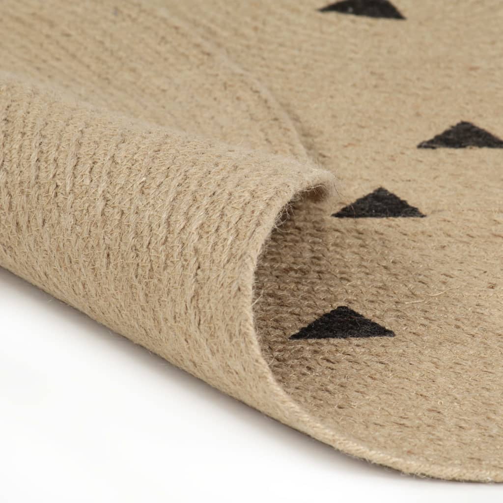 Vloerkleed handgemaakt met driehoek print 150 cm jute