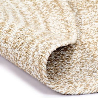 Vloerkleed handgemaakt 90 cm jute wit en naturel