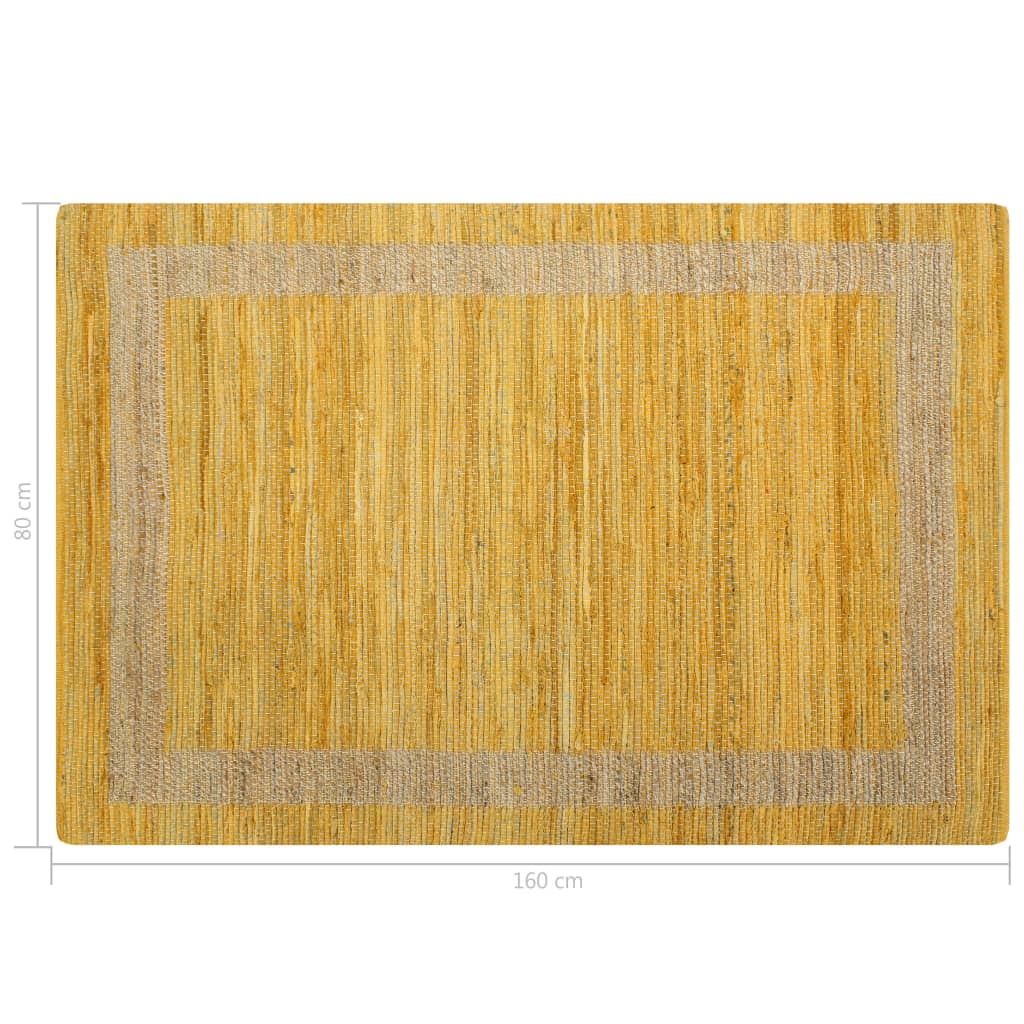 Vloerkleed handgemaakt 120x180 cm jute geel