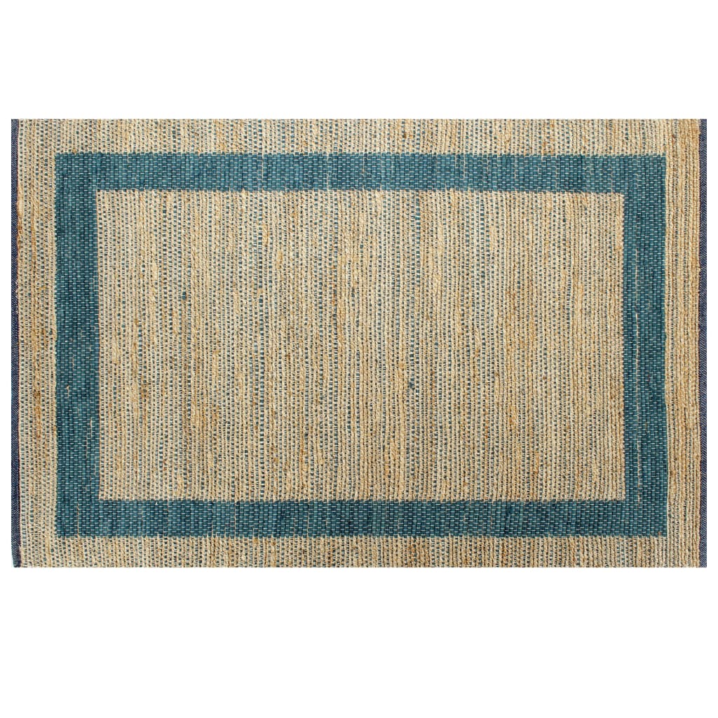 Vloerkleed handgemaakt 80x160 cm jute blauw