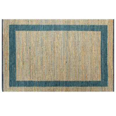 Vloerkleed handgemaakt 80x160 cm jute blauw