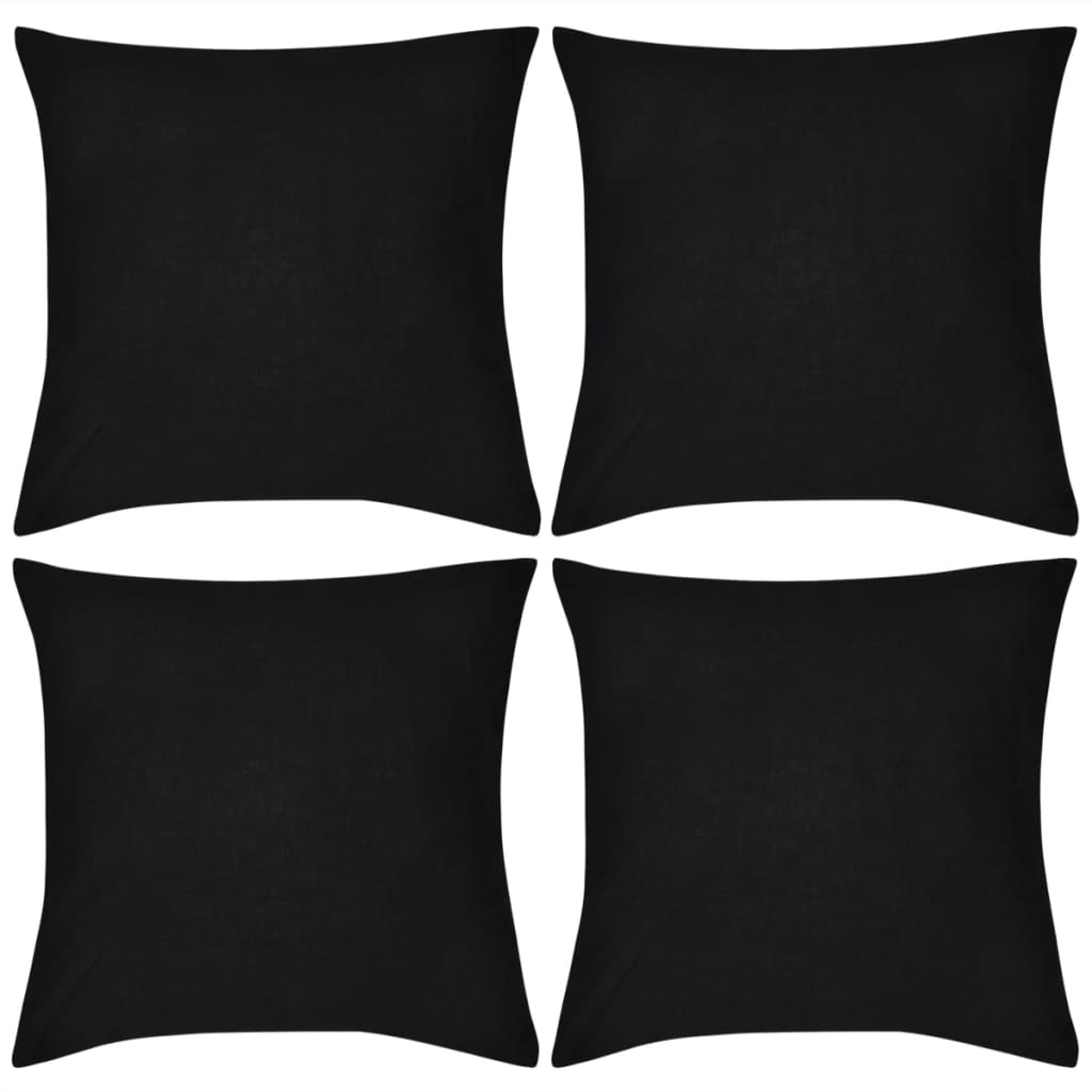 Kussenhoezen katoen 50 x 50 cm zwart 4 stuks