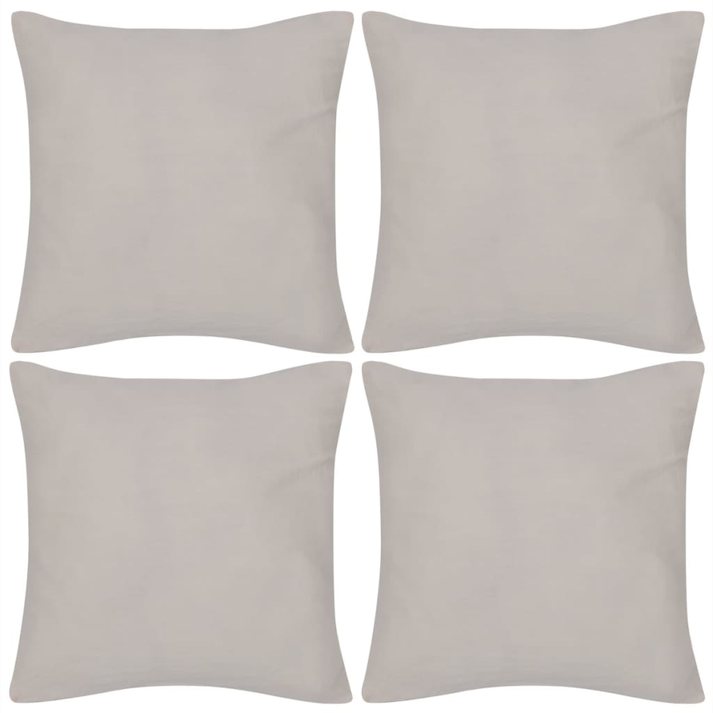 Kussenhoezen katoen 40 x 40 cm beige 4 stuks