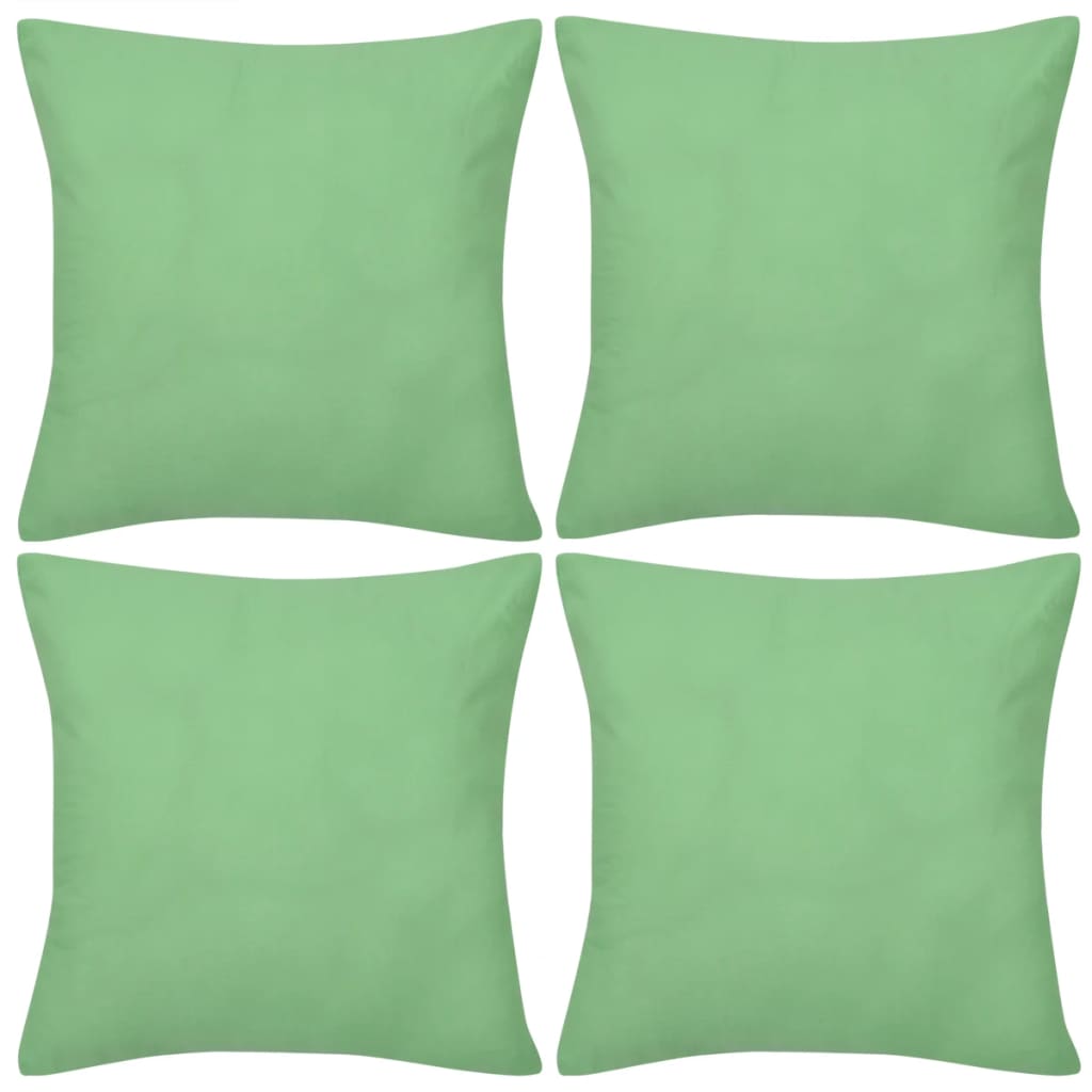 Kussenhoezen katoen 40 x 40 cm appeltjesgroen 4 stuks