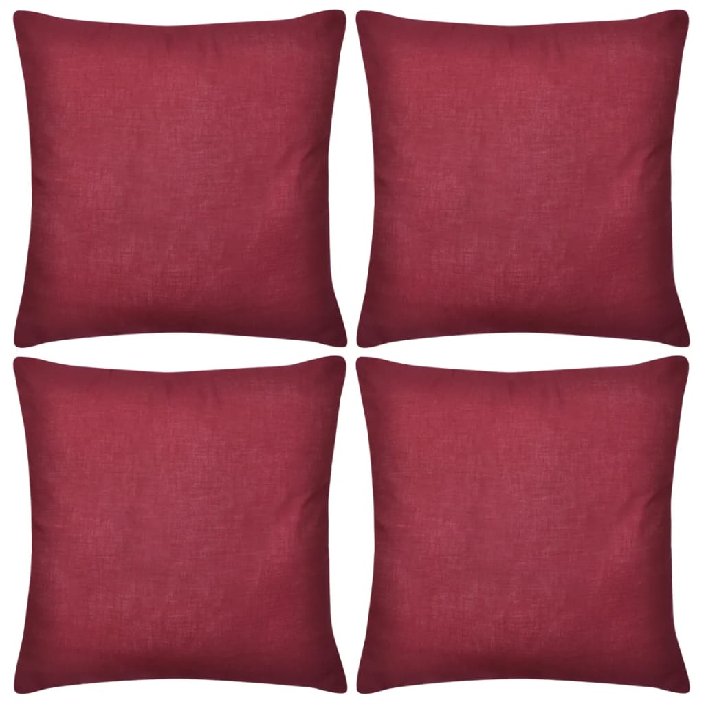Set van 4 stuks katoenen kussenhoezen bordeauxrood