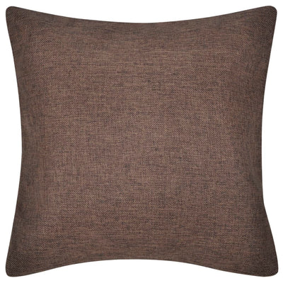 Kussenhoezen linnen look 50 x 50 cm bruin 4 stuks