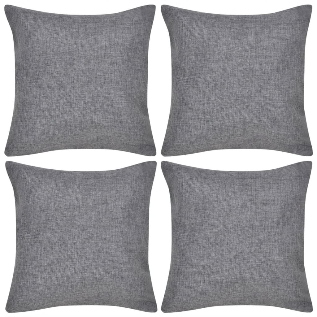 Kussenhoezen linnen look 40 x 40 cm antraciet 4 stuks