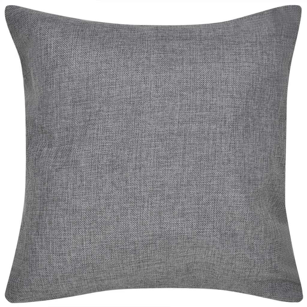 Kussenhoezen linnen look 40 x 40 cm antraciet 4 stuks