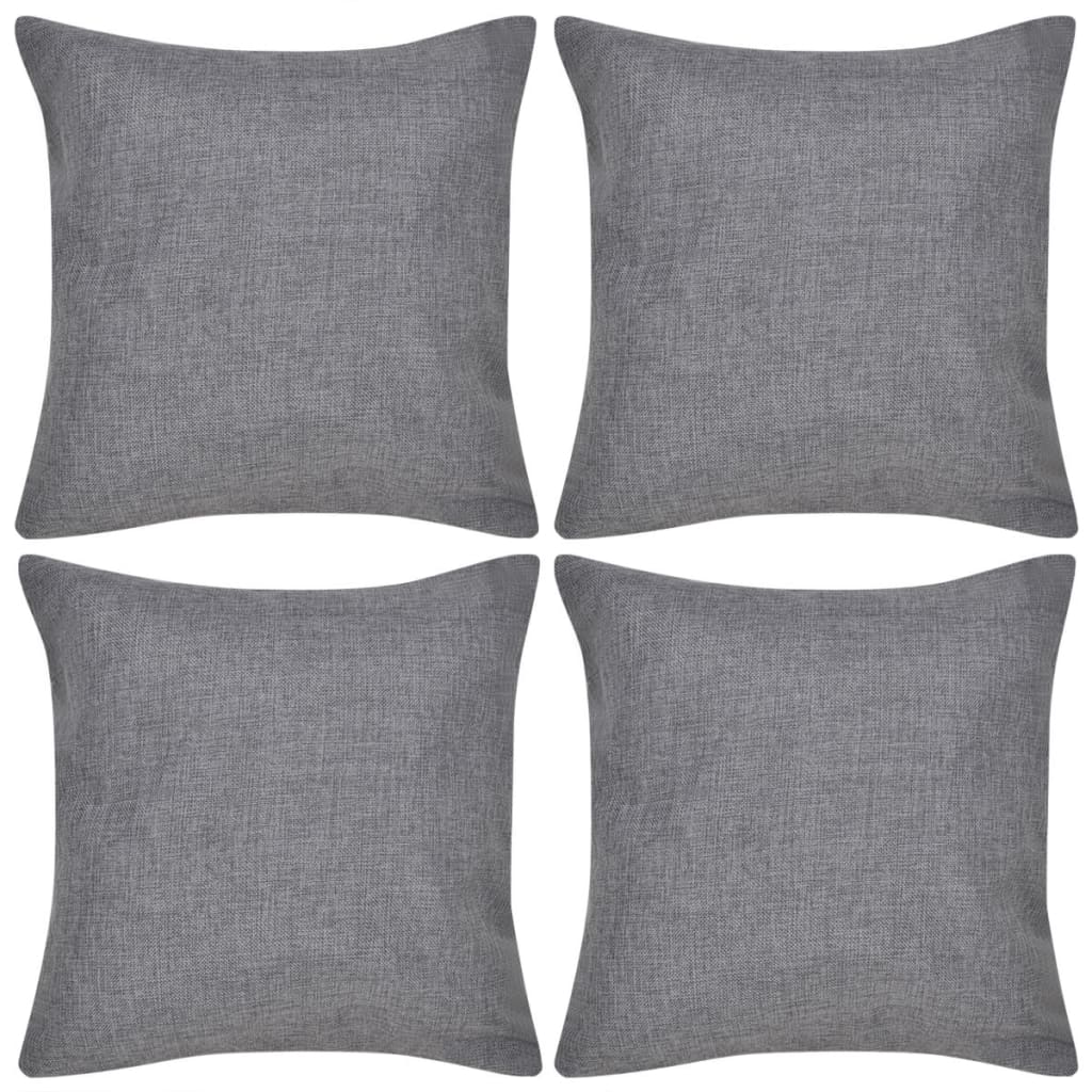Kussenhoezen linnen look 50 x 50 cm antraciet 4 stuks