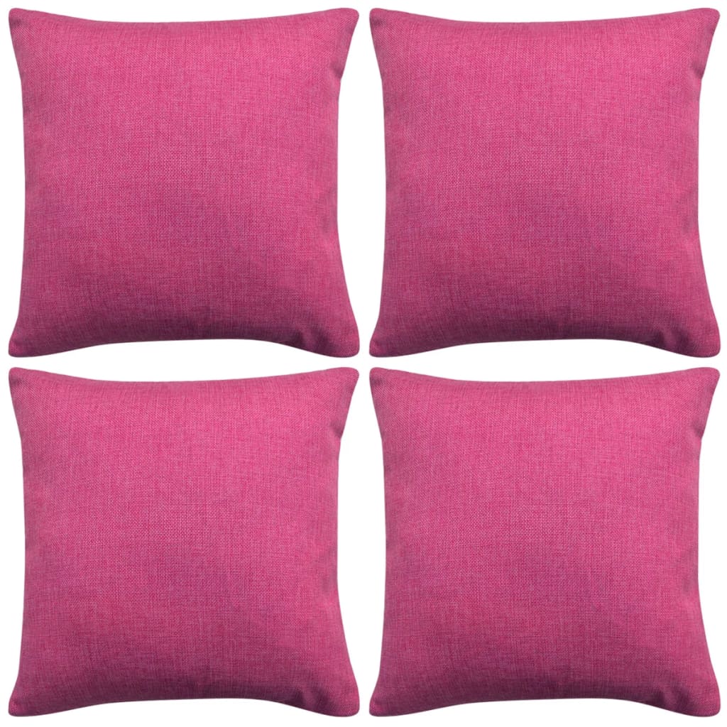 Kussenhoezen 4 stuks linnen look roze 80x80 cm