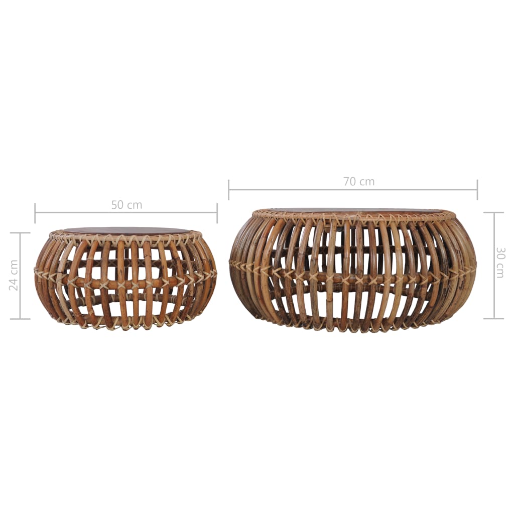 Salontafels 2 st natuurlijk rattan