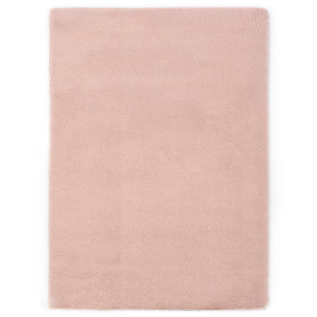 Vloerkleed 160x230 cm kunstkonijnenbont oudroze