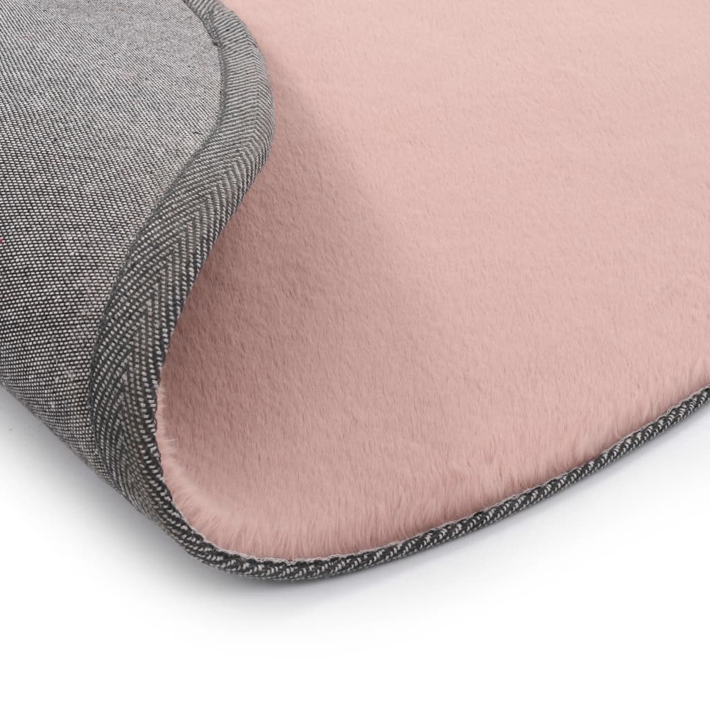 Vloerkleed 80 cm kunstkonijnenbont oudroze