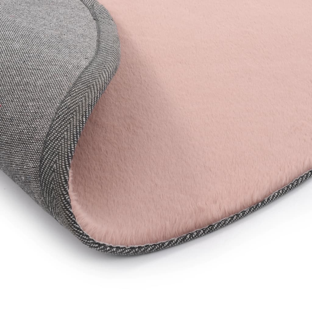 Vloerkleed 160 cm kunstkonijnenbont oudroze