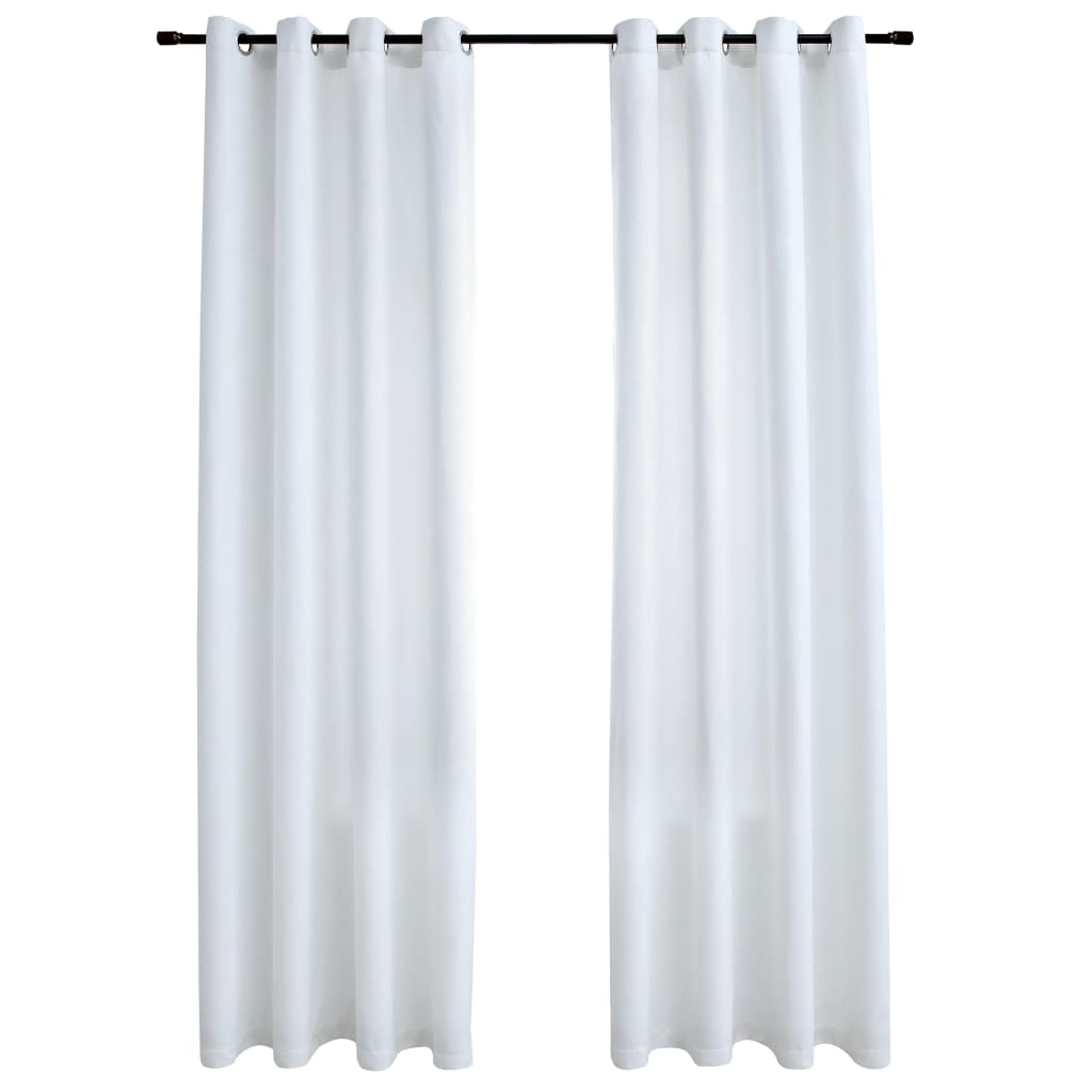 Gordijnen verduisterend met ringen 2 st 140x175 cm gebroken wit