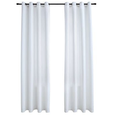 Gordijnen verduisterend met ringen 2 st 140x175 cm gebroken wit