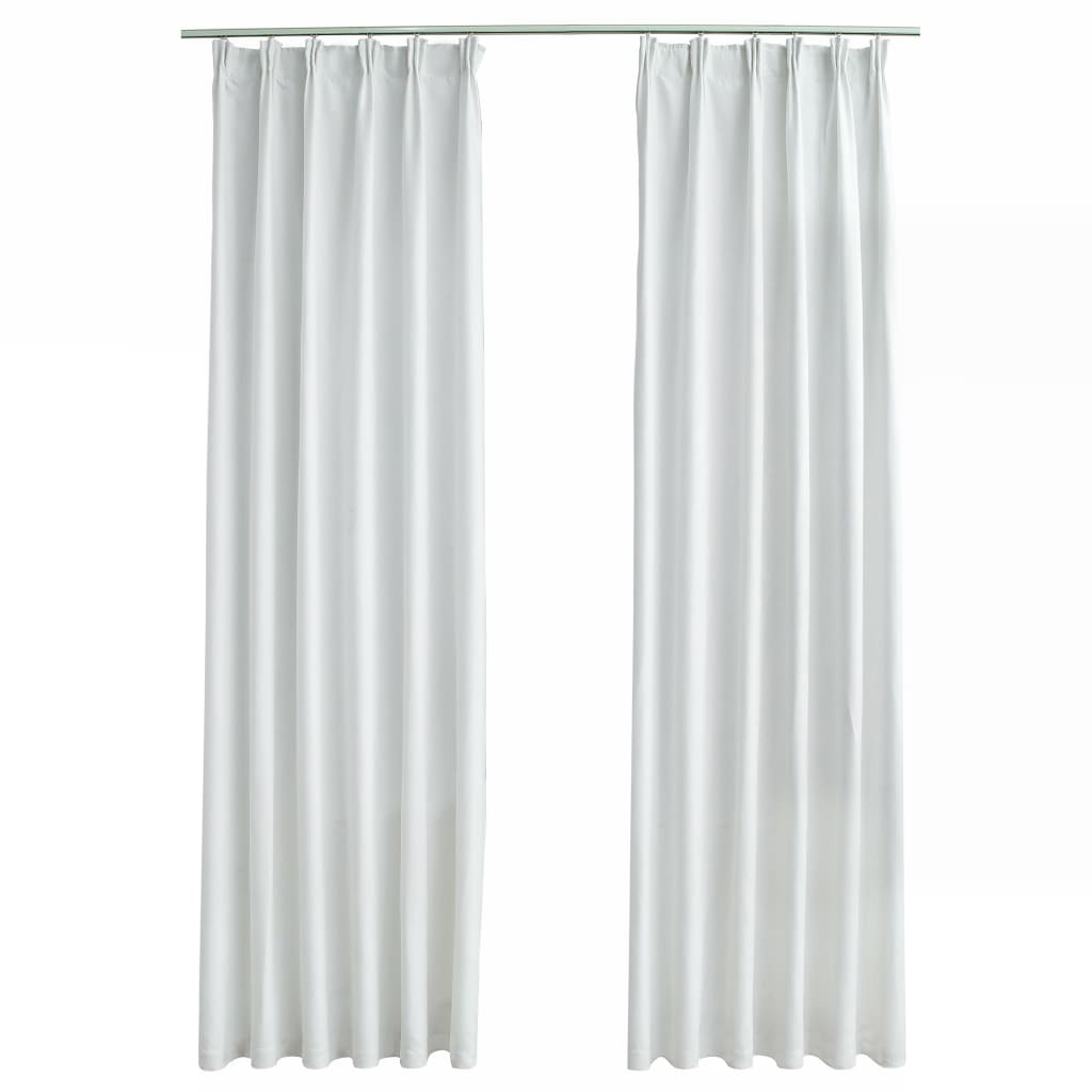 Gordijnen verduisterend met haken 2 st 140x245 cm gebroken wit