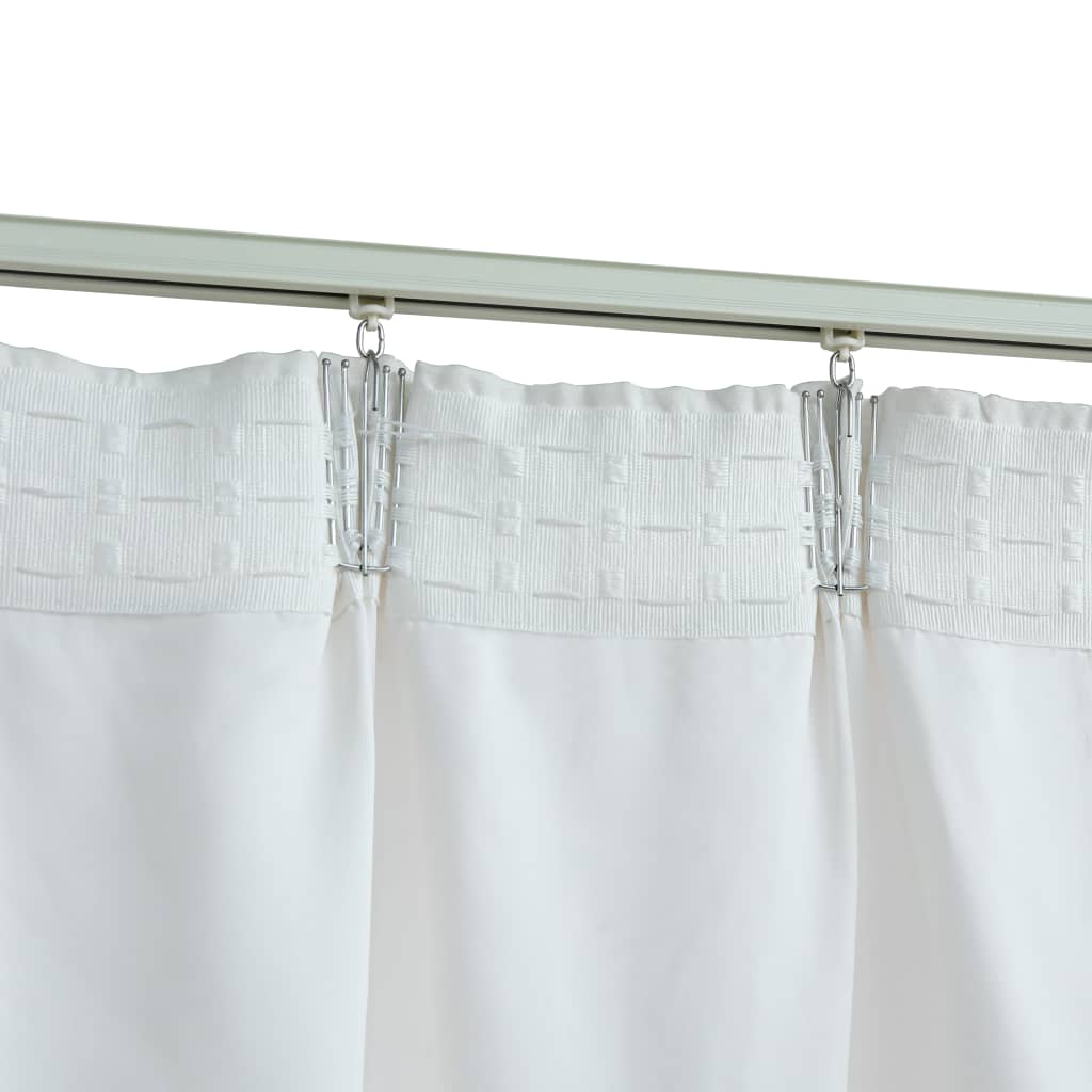 Gordijnen verduisterend met haken 2 st 140x245 cm gebroken wit
