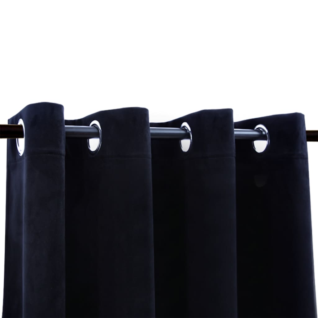 Gordijn verduisterend met ringen 2 st 140x245 cm fluweel zwart