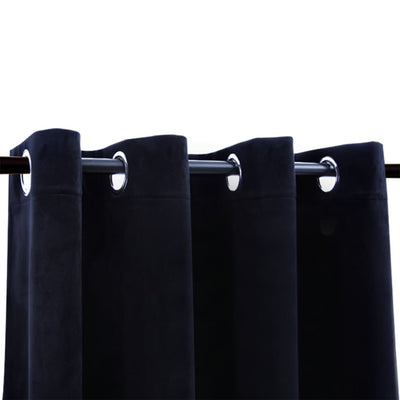 Gordijn verduisterend met ringen 2 st 140x245 cm fluweel zwart