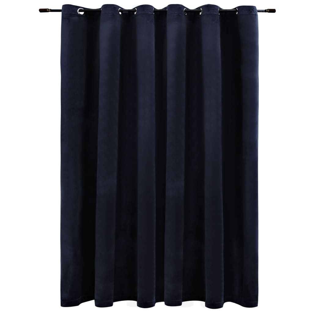 Gordijn verduisterend met ringen 290x245 cm fluweel zwart