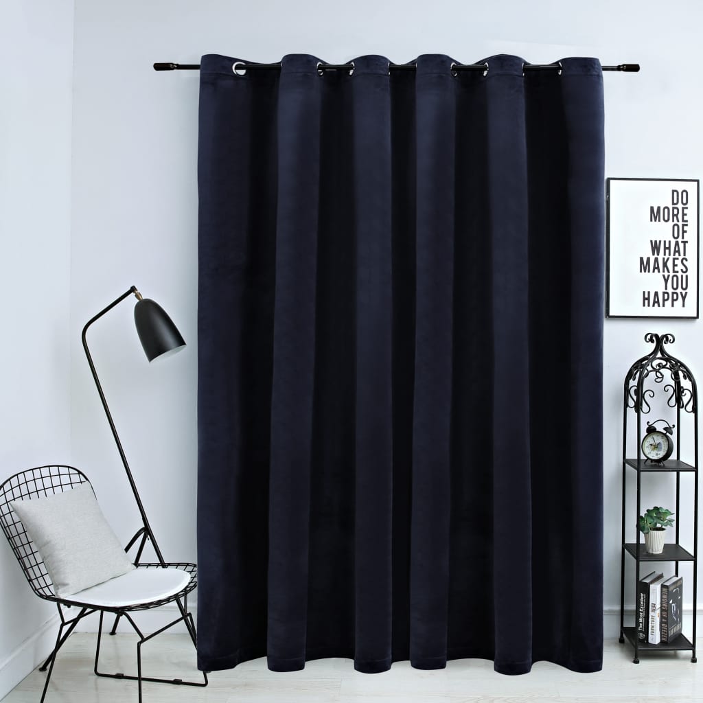 Gordijn verduisterend met ringen 290x245 cm fluweel zwart