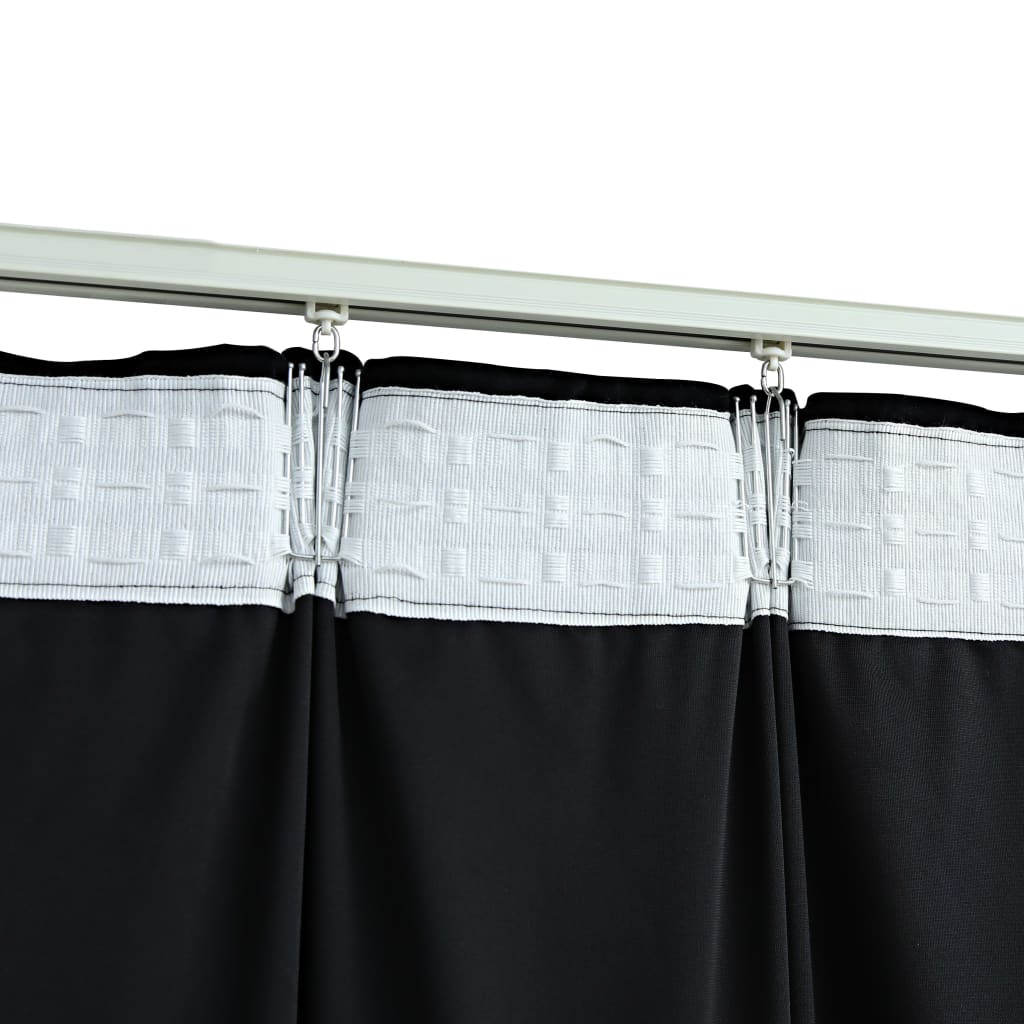 Gordijnen verduisterend 2 st met haken 140x225 cm fluweel zwart