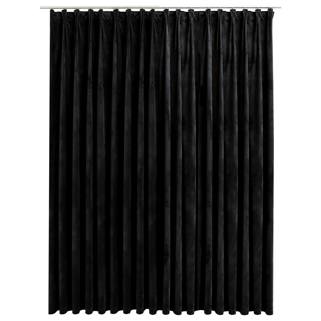 Gordijn verduisterend met haken 290x245 cm fluweel zwart
