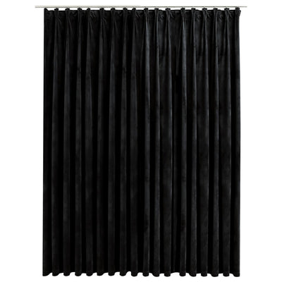 Gordijn verduisterend met haken 290x245 cm fluweel zwart