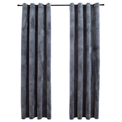 Gordijn verduisterend ringen 2 st 140x175 cm fluweel antraciet