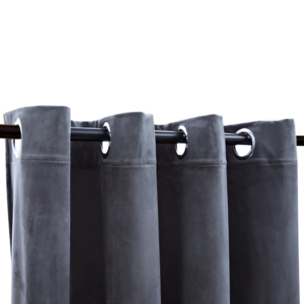 Gordijn verduisterend met ringen 2 st 140x245 cm fluweel zwart